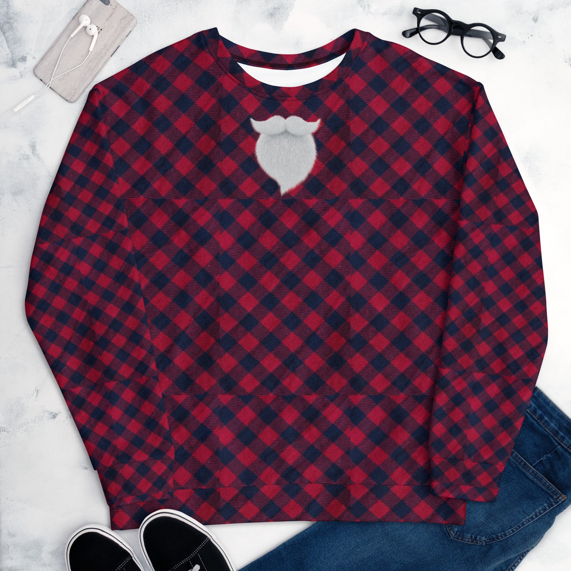 Plaid "Santa" Christmas Shirt. Christmas Sweater Alternative. Unisex Party Sweatshirt or Pullover. WickedYo.